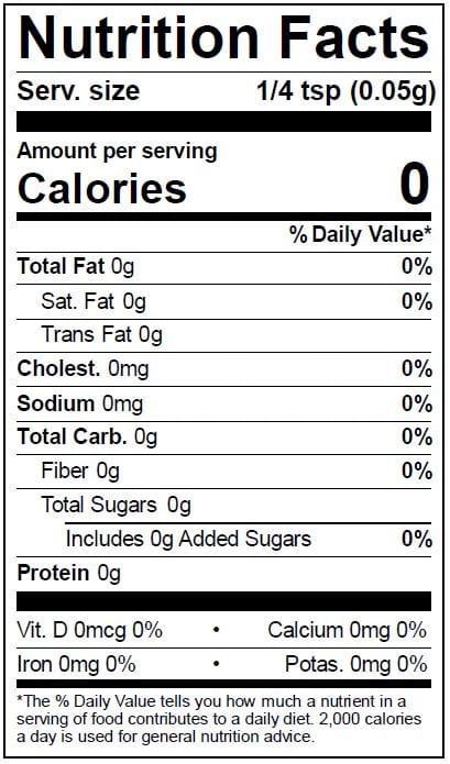 Image of  Baby Dill Nutrition Facts Panel