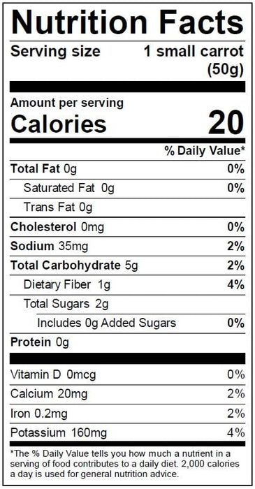 Image of  Baby French Carrots Nutrition Facts Panel