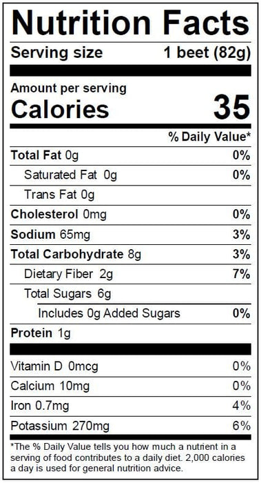 Image of  Baby Gold Beets Nutrition Facts Panel