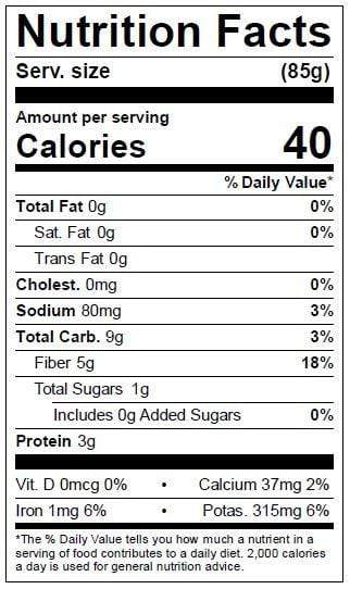 Image of  Baby Purple Artichokes Nutrition Facts Panel