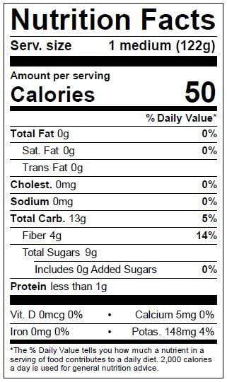 Image of  Butterscotch™ Pears (Korean Pears) Nutrition Facts Panel