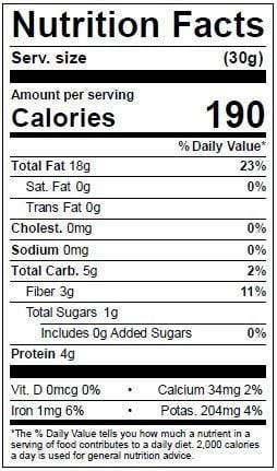 Image of  Chestnut Roasting Kit Nutrition Facts Panel