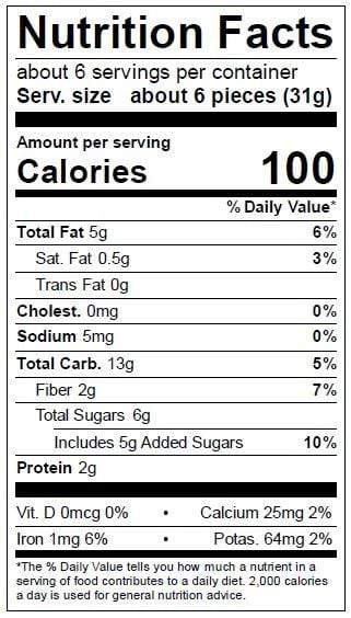 Image of  Clean Snax<sup>®</sup> Case - Cinnamon Spice Nutrition Facts Panel
