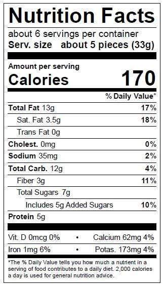 Image of  Clean Snax<sup>®</sup> Case - Coconut Nutrition Facts Panel