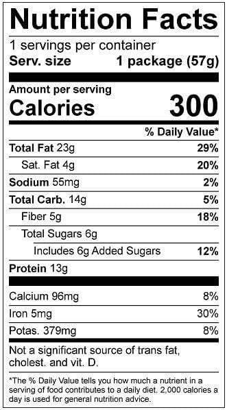Image of  Clean Snax<sup>®</sup> Case - Pumpkin Seed (2 oz. packages) Nutrition Facts Panel