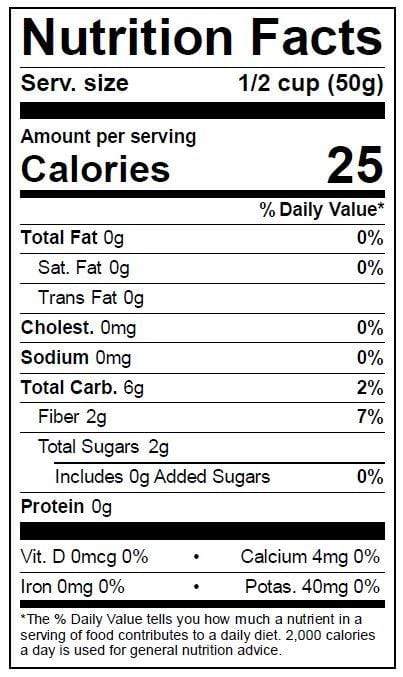 Image of  Cranberries Nutrition Facts Panel