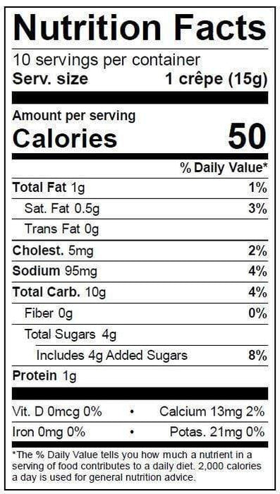 Image of  Crepes Nutrition Facts Panel