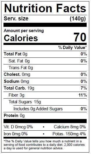 Image of  Crimson Delight Apples Nutrition Facts Panel