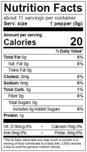 Image of  Dried Aji Amarillo Pepper Nutrition Facts Panel
