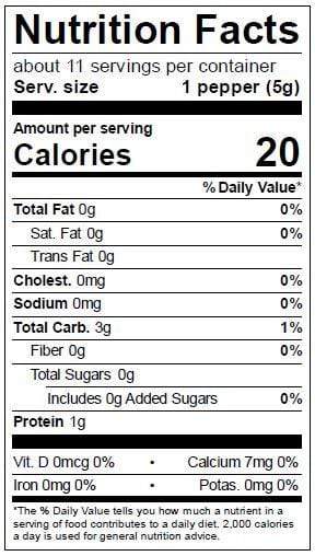 Image of  Dried Aji Panca Pepper Nutrition Facts Panel