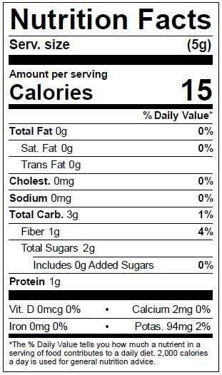 Image of  Dried Anaheim Peppers (Don Enrique<sup>®</sup> Brand) Nutrition Facts Panel