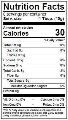 Image of  Dried Lemon Peel Nutrition Facts Panel