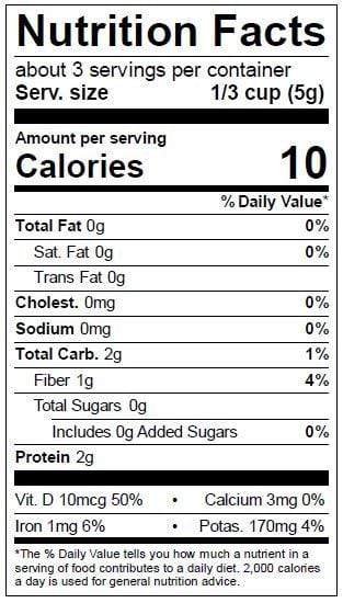 Image of  Dried Morel Mushrooms Nutrition Facts Panel