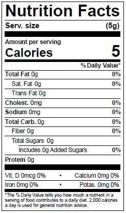 Image of  Dried Portobello Mushrooms Nutrition Facts Panel