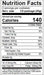 Image of  Dried Rainier Cherries Nutrition Facts Panel