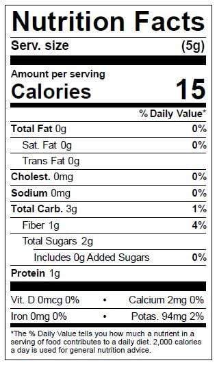 Image of  Dried Reaper Pepper Nutrition Facts Panel