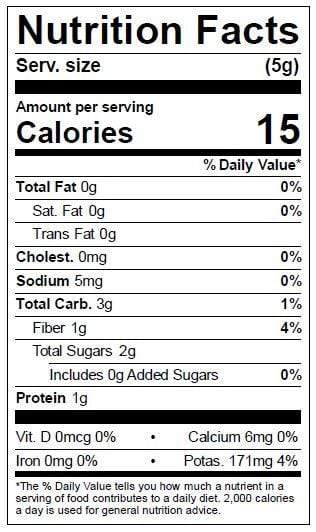 Image of  Dried Red Tomatoes Nutrition Facts Panel
