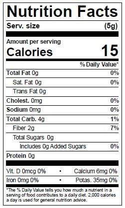 Image of  Dried Wood Ear Mushrooms Nutrition Facts Panel