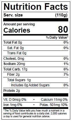 Image of  Dutch Red™ Potatoes Nutrition Facts Panel