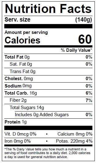 Image of  Elephant Heart Plum Nutrition Facts Panel