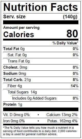 Image of  Forelle Pears Nutrition Facts Panel