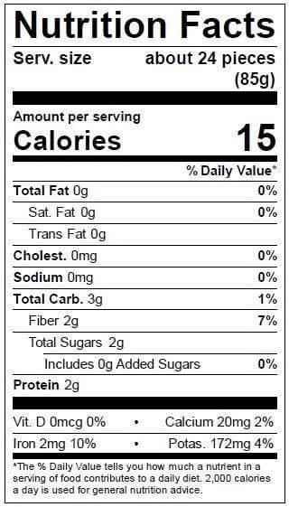 Image of  Fresh Asparagus Tips Nutrition Facts Panel