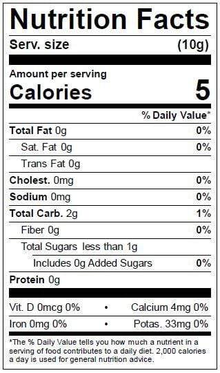 Image of  Fresh Peeled Shallots Nutrition Facts Panel