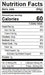 Image of  Gobo Root Nutrition Facts Panel