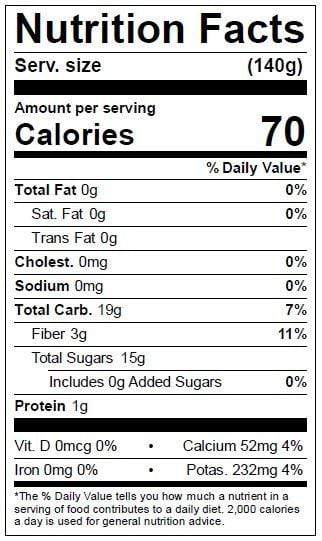 Image of  Gold Nugget™ Tangerines Nutrition Facts Panel