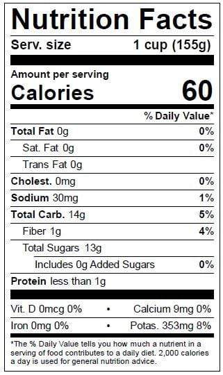 Image of  Golden Honeydew Melon Nutrition Facts Panel