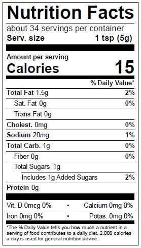 Image of  Horseradish Combination Set Nutrition Facts Panel