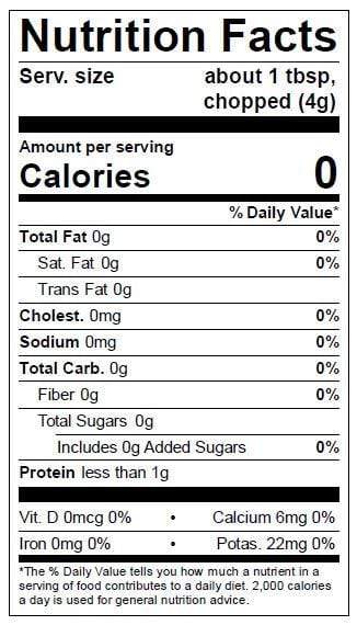 Image of  Italian Parsley Nutrition Facts Panel