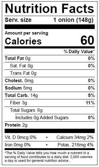 Image of  Italian Sweet Red Onions Nutrition Facts Panel