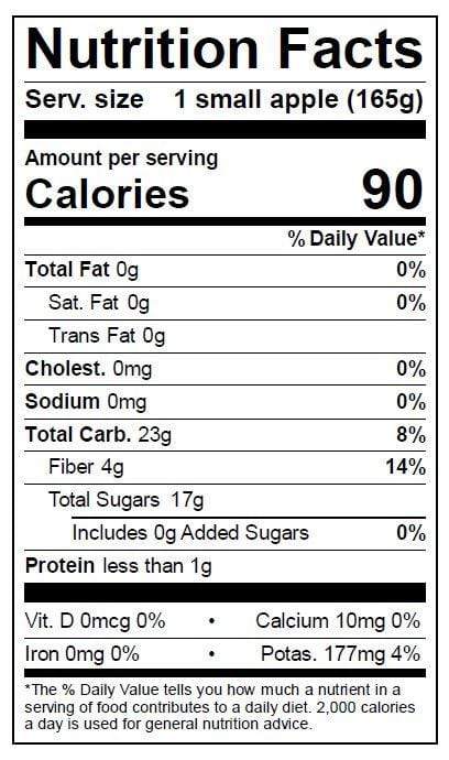 Image of  Lady Alice Apples Nutrition Facts Panel