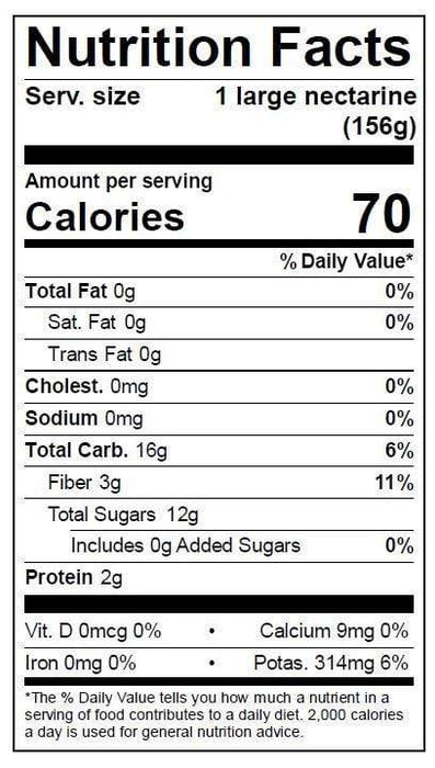Image of  Le Grand Nectarines Nutrition Facts Panel