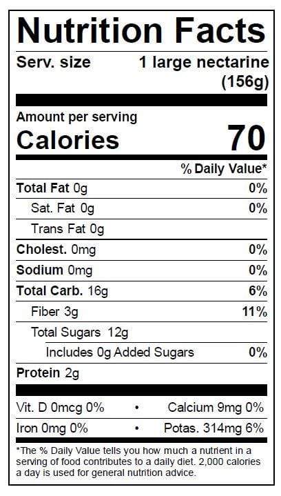 Image of  Le Grand Nectarines Nutrition Facts Panel