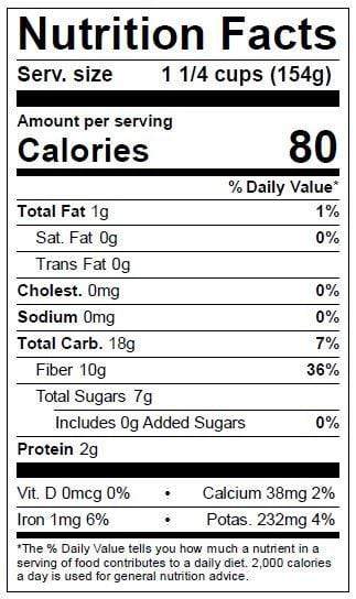 Image of  Long Stem Raspberries Nutrition Facts Panel