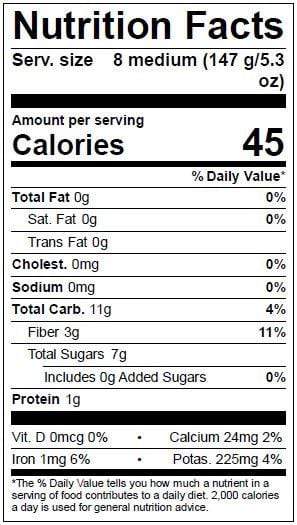 Image of  Long Stem Strawberries Nutrition Facts Panel