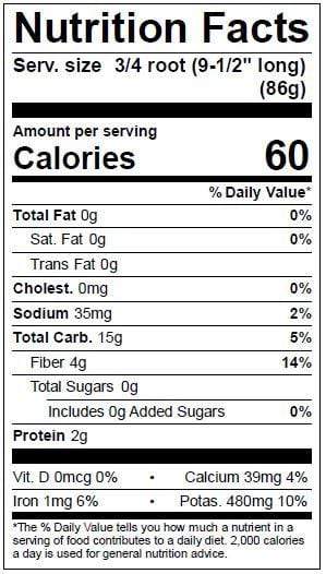 Image of  Lotus Root Nutrition Facts Panel