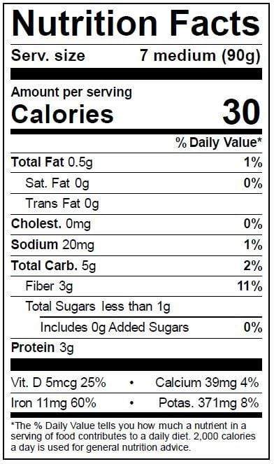Image of  Morel Mushrooms Nutrition Facts Panel