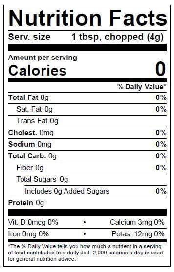 Image of  Ong Choy Nutrition Facts Panel