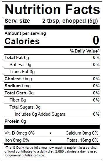 Image of  Opal Basil Nutrition Facts Panel