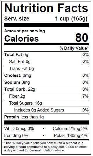 Image of  Organic Pineapple Nutrition Facts Panel