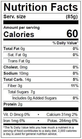 Image of  Organic Shallots Nutrition Facts Panel