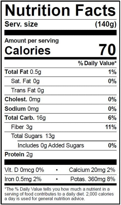 Image of  Organic Ume Plums Nutrition Facts Panel