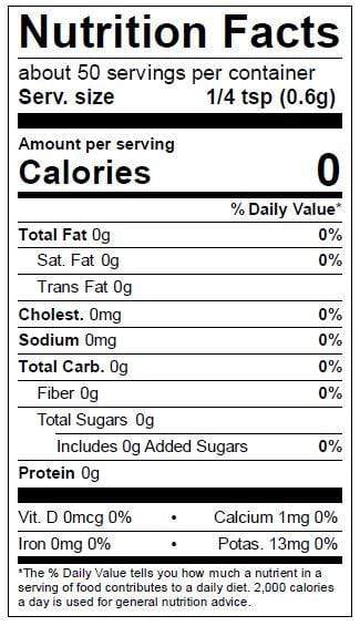 Image of  Paprika Nutrition Facts Panel