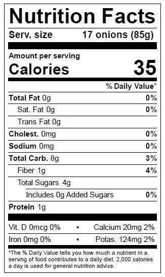 Image of  Pearl Onions Nutrition Facts Panel