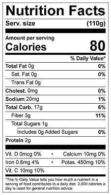 Image of  Peewee Dutch Yellow® Potatoes Nutrition Facts Panel