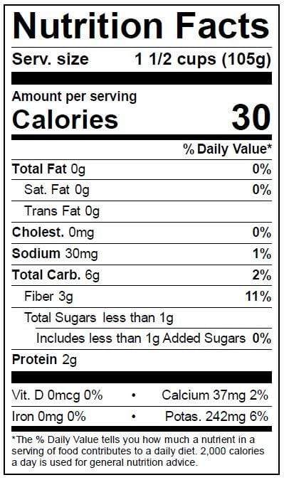 Image of  Salad Savoy Nutrition Facts Panel