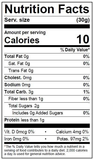 Image of  Scorpion Pepper Nutrition Facts Panel